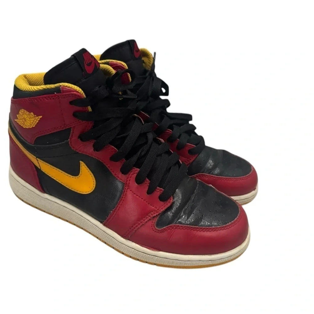 Kid’s Air Jordan 1 Retro OG Highlight Reel High Tops: Red. Black & Yellow: 6Y